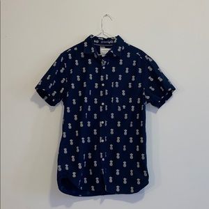 BLUE PINEAPPLE BUTTON DOWN SHIRT